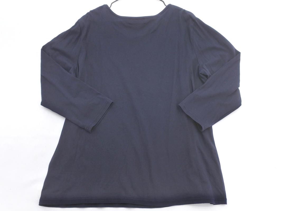 美品/クリッツィア EVEX by KRIZIA ノースリーブカットソー 大きい 表記 44号 LL 相当 紺 ネイビー レディース 春 夏 トップス 麻混 薄手 EVEX by KRIZIA エヴェックスバイクリツィア 大きいサイズ