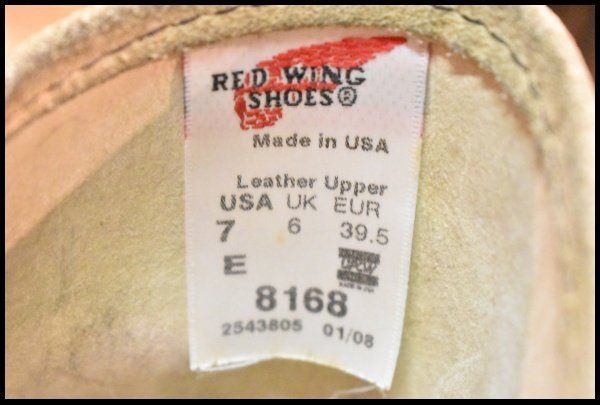 7 E 08年 レッドウィング 8168 スエード ペコス ホーソーン アビレーン ラフアウト プルオン ブーツ redwing pecos FI 079