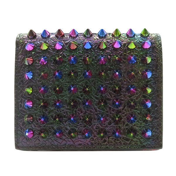 クリスチャンルブタン 二つ折り財布 レインボー マルチカラー スパイク