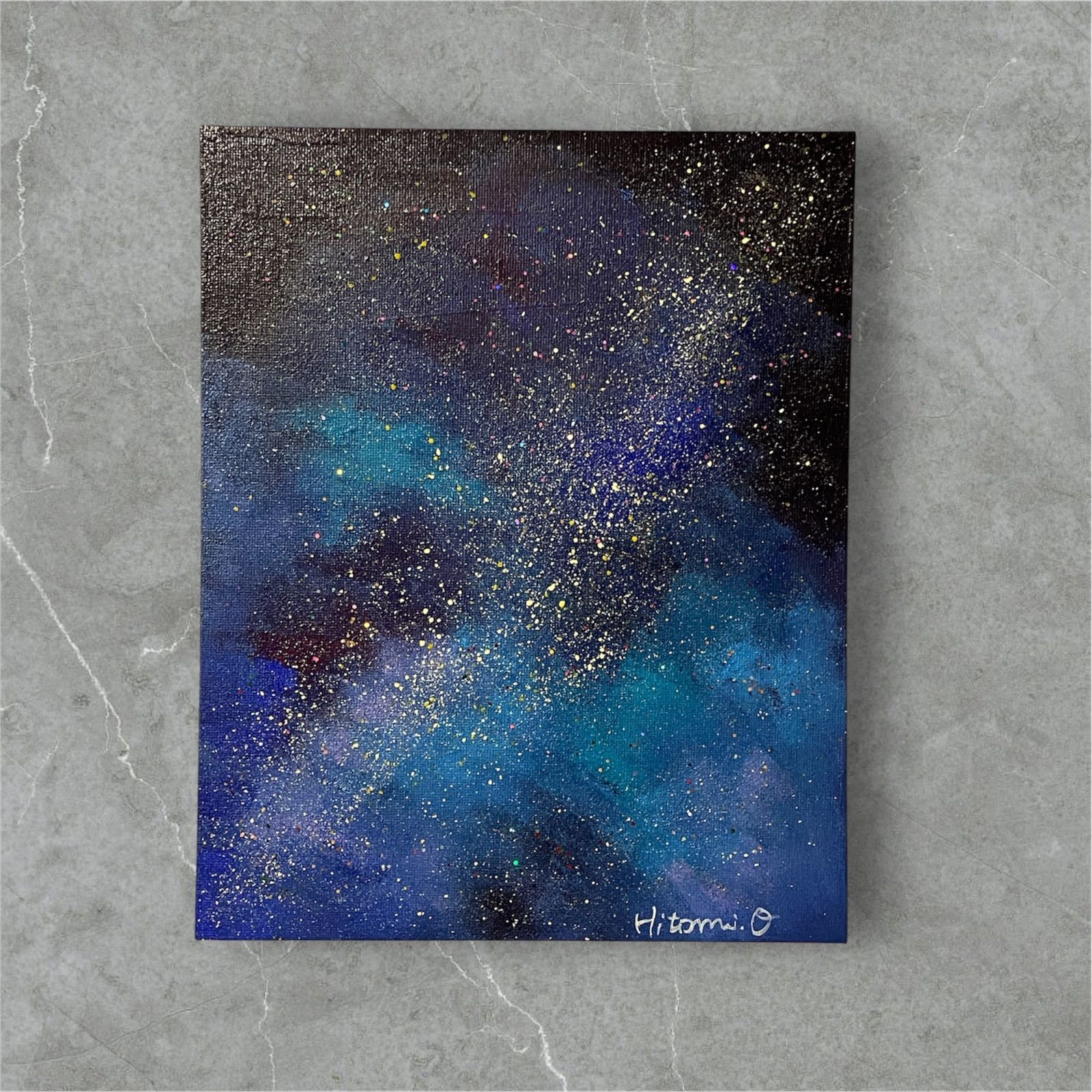 F3号】夜空の抽象画 風景画 宇宙 絵画 原画 アート キャンバス