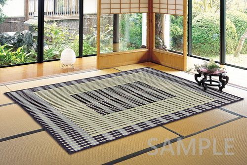 国産い草ラグ 裏貼り 築彩 約191×250cm BL