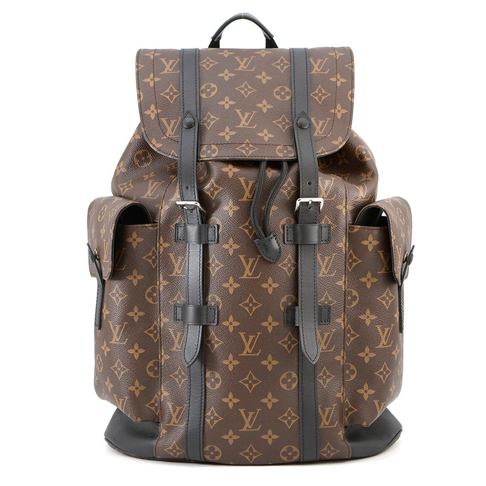 ルイヴィトン リュックサック モノグラム マカサー クリストファーMM M43735 LOUIS VUITTON バックパック 黒 ブラック