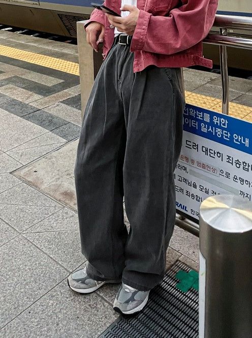 COSYHARU公式 ピグメントワイドデニムパンツ