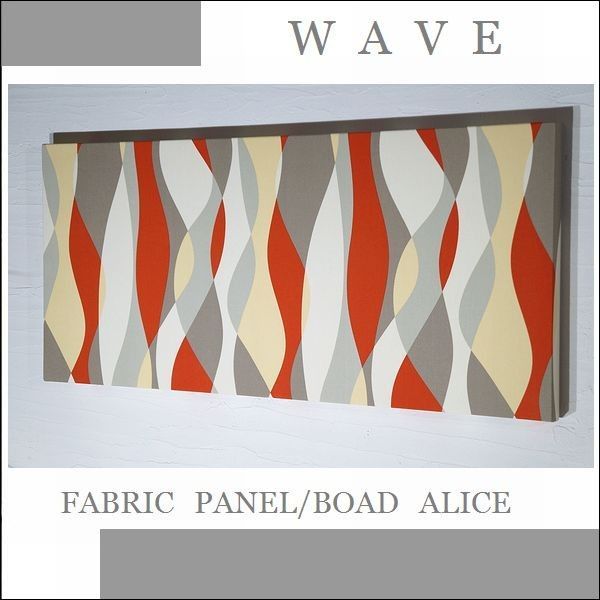 ファブリックパネル アートパネル アリス 横長 モデルルーム 寝室 リビング N5-WAVE 90×40cm オレンジ ウェーブ おしゃれ シンプル