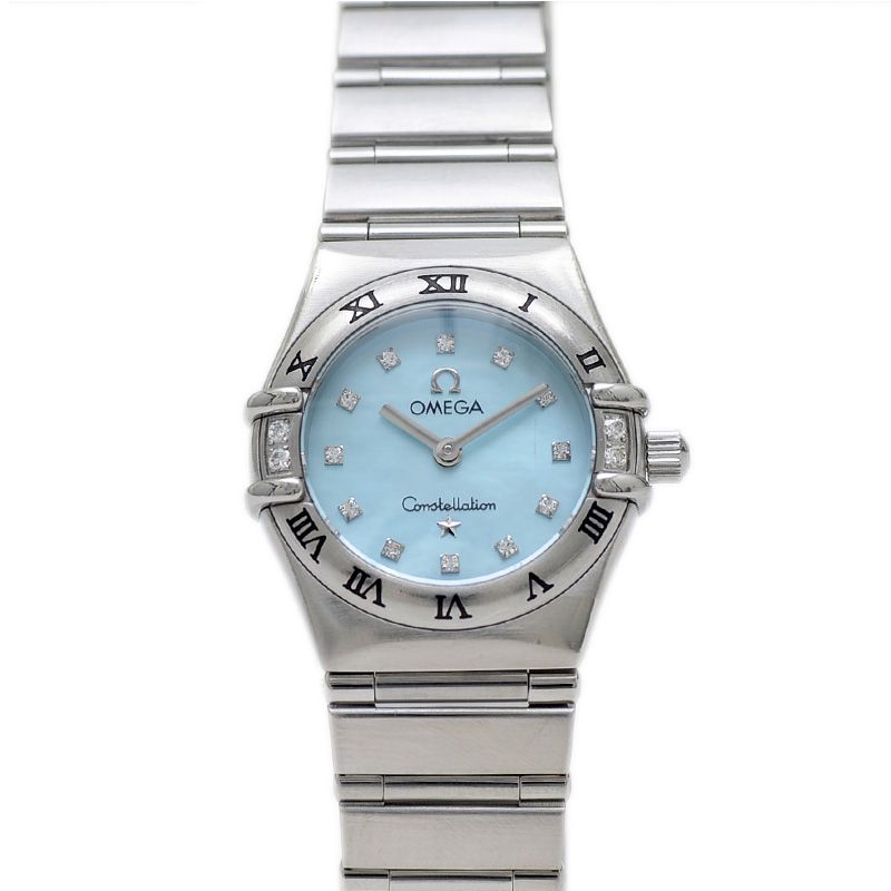 オメガ コンステレーション ミニ 16Pダイヤ ブルーシェル文字盤  
