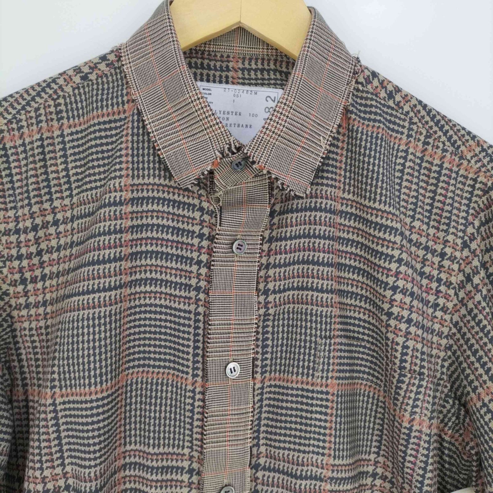 サカイ Sacai ハウンドトゥース チェック カットオフシャツ メンズ JPN
