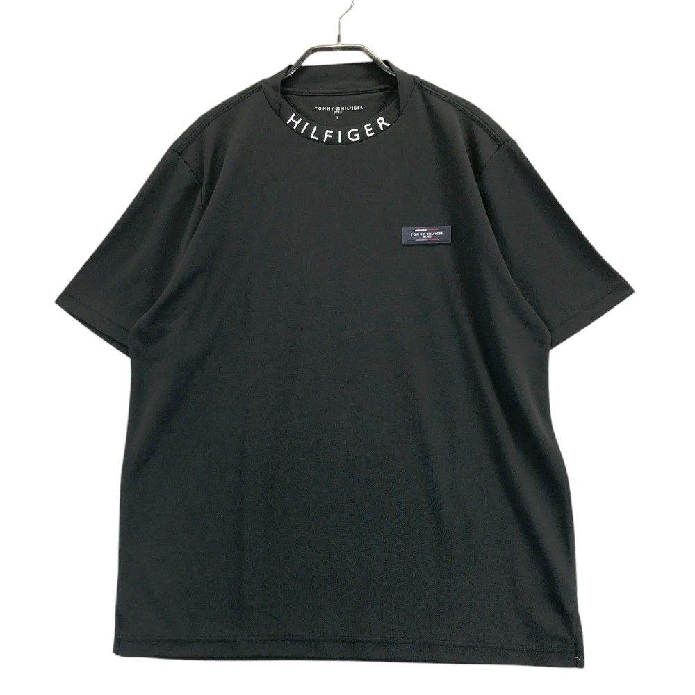 サイズ：L   GOLF トミー ヒルフィガーゴルフ  モックネック 半袖Tシャツ ロゴ総柄 レッド系 [240101446180] ゴルフウェア メンズ ストスト サイズ：L TOMMY HILFIGER GOLF トミー ヒルフィガーゴルフ