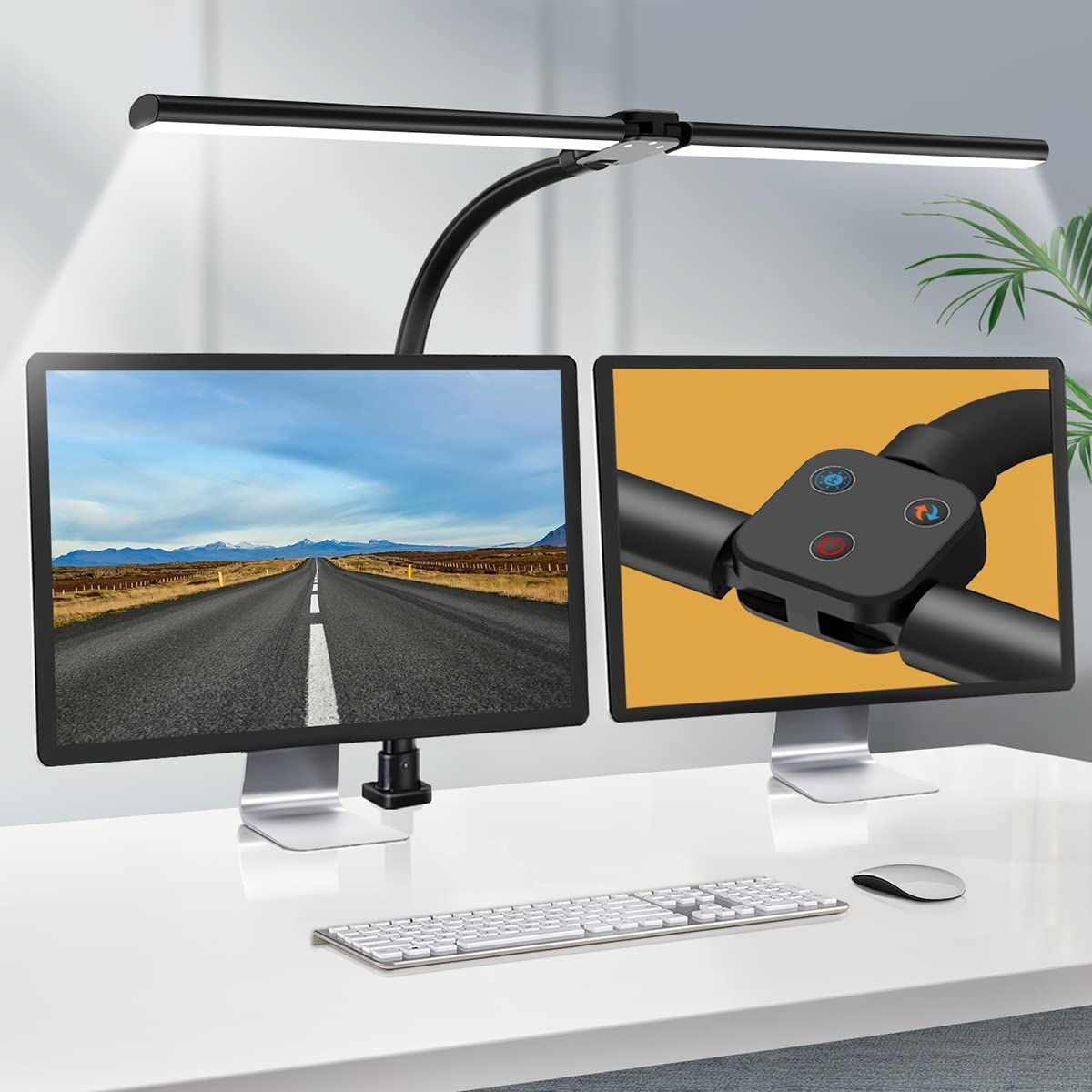 デスクライト LED Bravzurg 24W 79cm 幅広 スタンドライト 【ダブル光源・1800ルーメン・5色温度・5段階調光・クランプ・回転可能】 卓上ライト 電気スタンド 台灯 モニターライト テーブルライト 