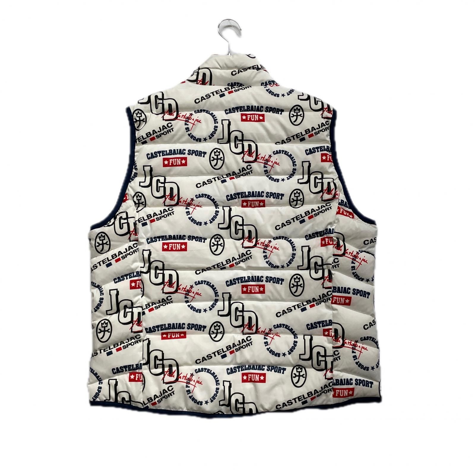 メンズ カステルバジャック JC de CASTELBAJAC ダウンベスト 50 LL 白×紺 ホワイト 中綿入り フルジップ