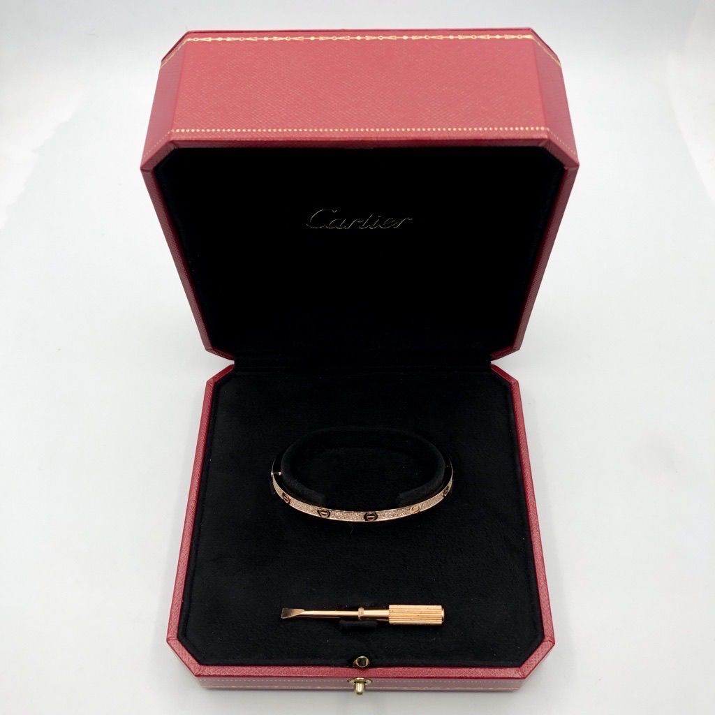 【仕上済】カルティエ ラブブレス #17 SM PG ダイヤ 17 K18PG レディース ブレスレット CARTIER