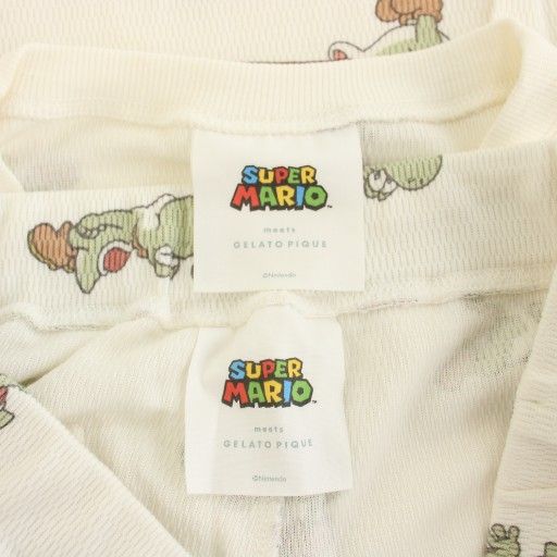 ジェラートピケ gelato pique スーパーマリオ SUPER MARIO 21AW ルームウェア 上下 ロンT カットソー 長袖 ロングパンツ イージーパンツ ヨッシー柄 F 白 ホワイト 緑 グリーン PWCP214351 PWCT214333 DECORATOM_COM_BR