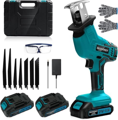 電動ノコギリ レシプロソー 2個バッテリ ノコギリ のこぎり 電動カッター 充電式レシプロソー ブルー WFJ-Amp