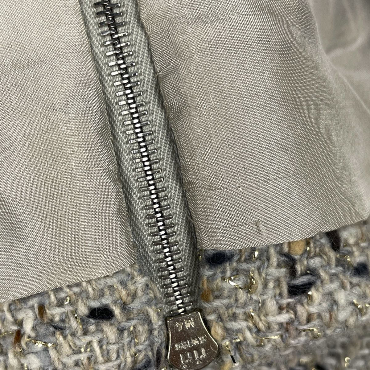 CHANEL シャネル スカート ウール ロゴ 99A ダークグレー 灰色 38