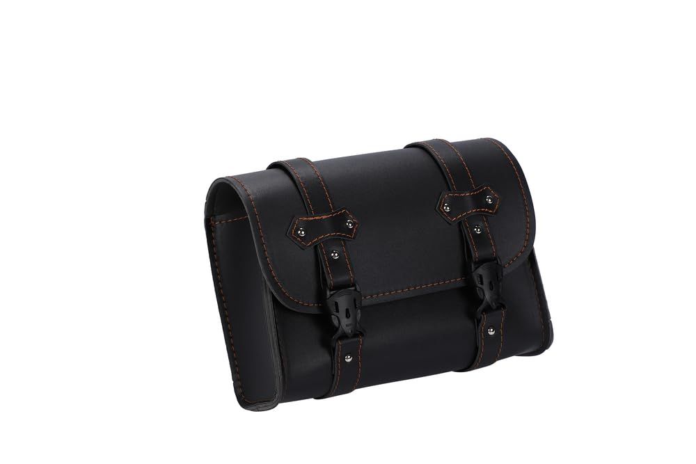 galliano Eden バイク サイドバッグ バイク用 工具 ツーリング 防水 小物入れ 工具入れ 鞄 カバン PUレザー 大容量 汎用 ベルト２本付き 収納 (Black) [Black]