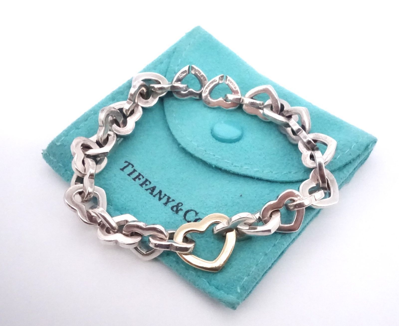 TIFFANY & CO ティファニー ハートリンクブレスレット K18&SV925 18金