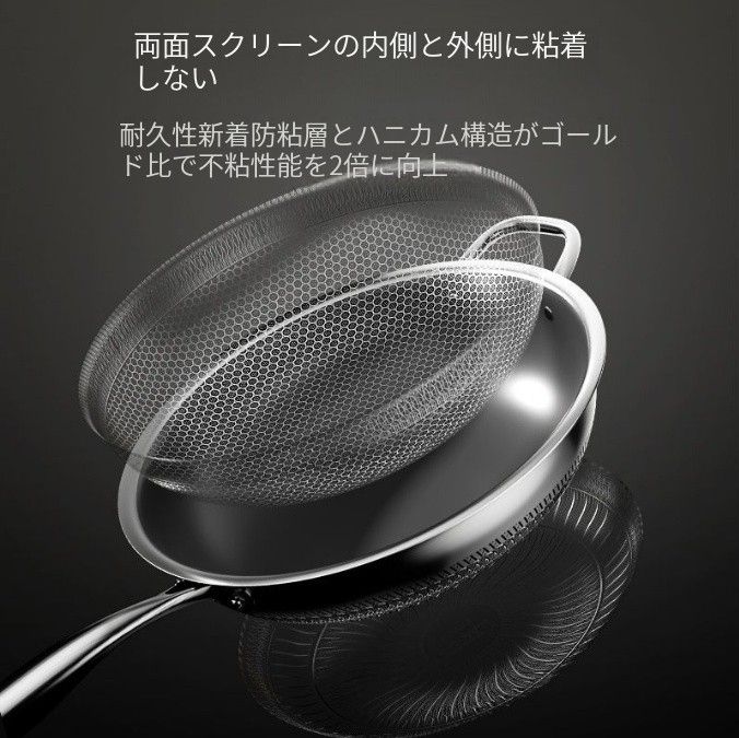 33cm ステンレススチール ハニカム フライパン ノンスティック 