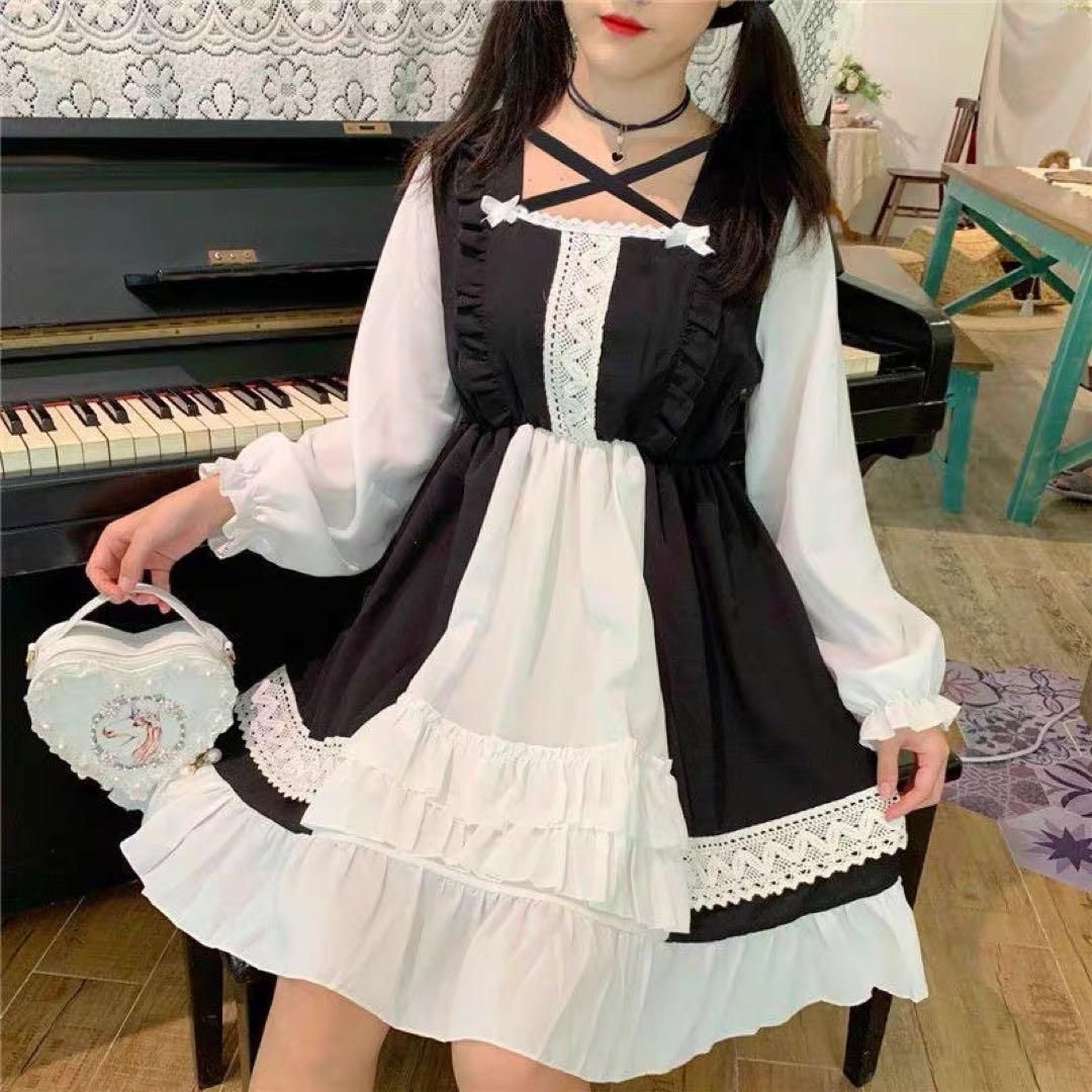 可愛いリボン×フリルのお出かけロリータワンピース✨女子会にピッタリ！ 可愛いリボン×フリルのお出かけロリータワンピース?女子会に