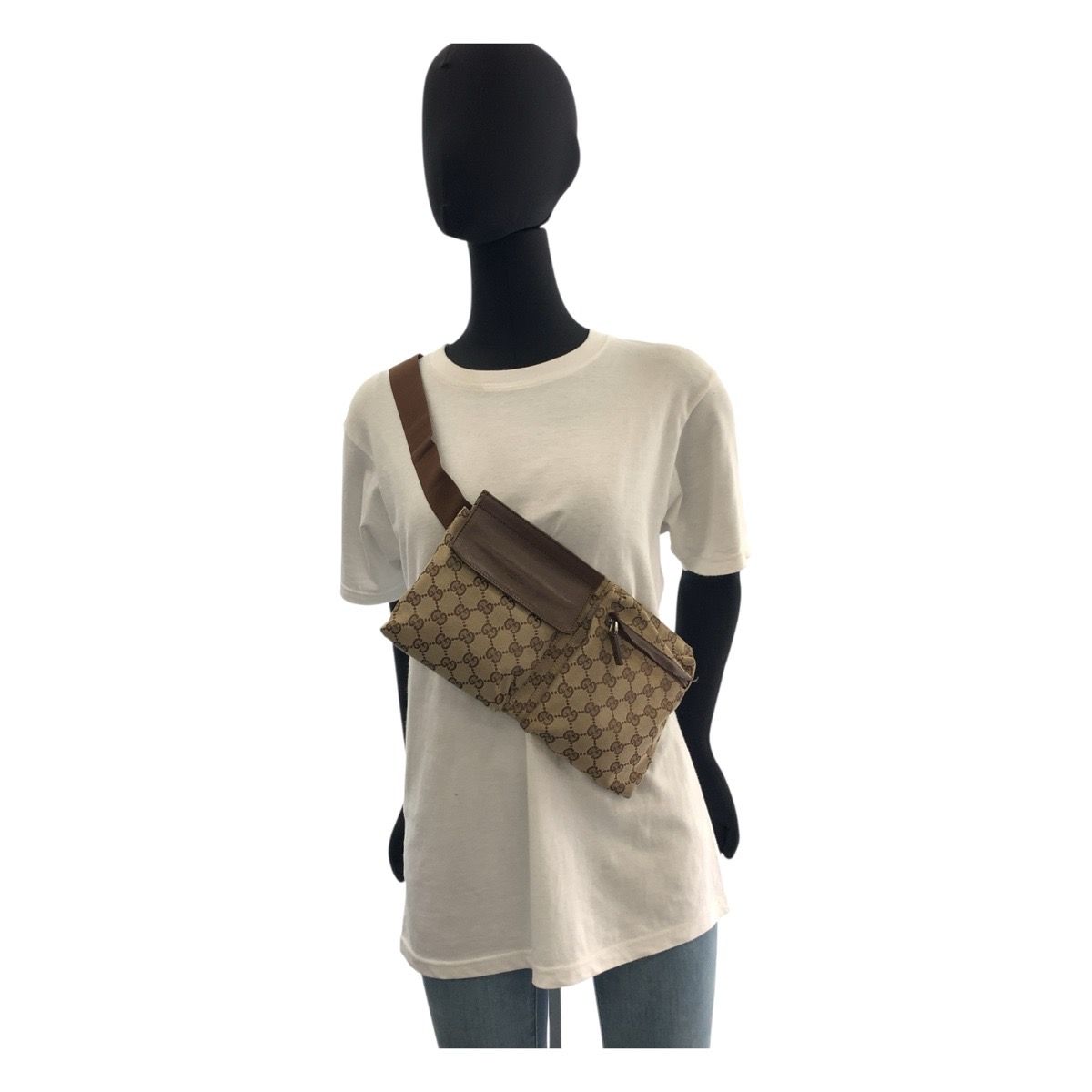 GUCCI グッチ ベージュ ブラウン GGキャンバス/レザー 28566 ボディ  