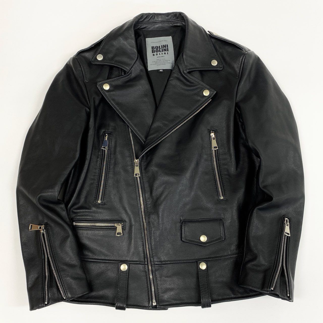 83i29 《美品》BOLINI ボリーニ ダブルライダースジャケット レザー