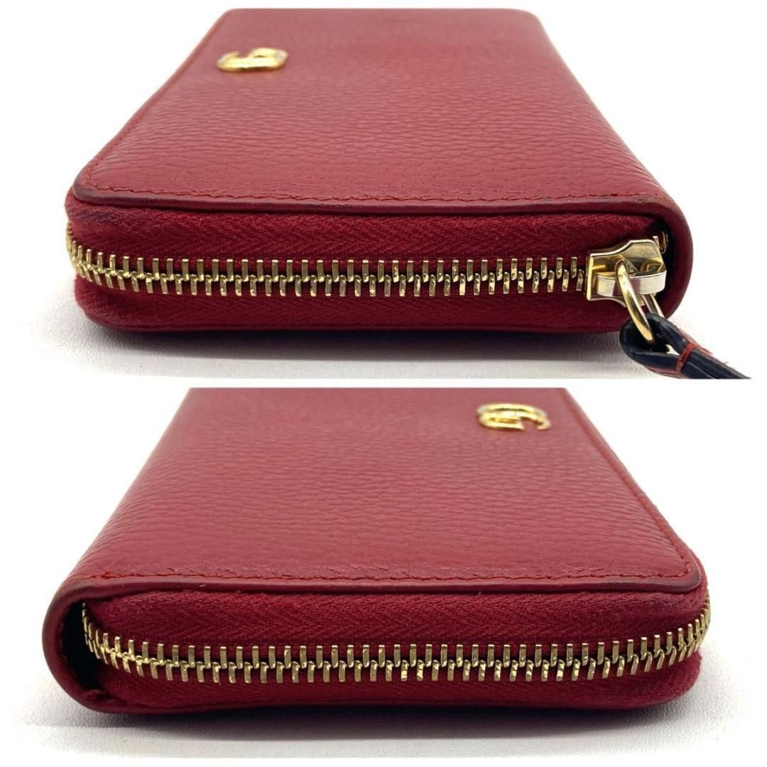 ✨極美品✨GUCCI 　マーモント　長財布　ラウンドファスナー　シボ革　レッド ✨極美品✨GUCCI マーモント 長財布 ラウンドファスナー シボ革