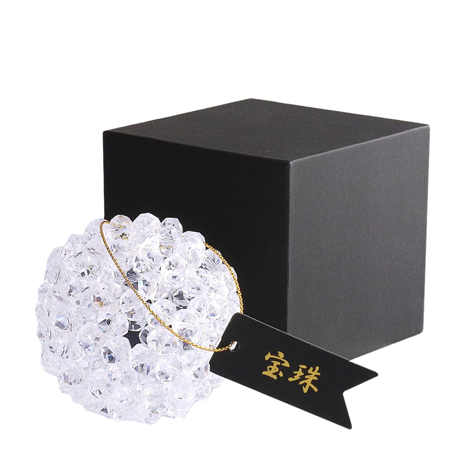 宝珠 天然石 水晶 5A フラーレン 10mm 神聖幾何学 バッキーボール パワーストーン 57mm 90個 天然石鑑定士監修 昇り龍 巾着セット 中サイズ