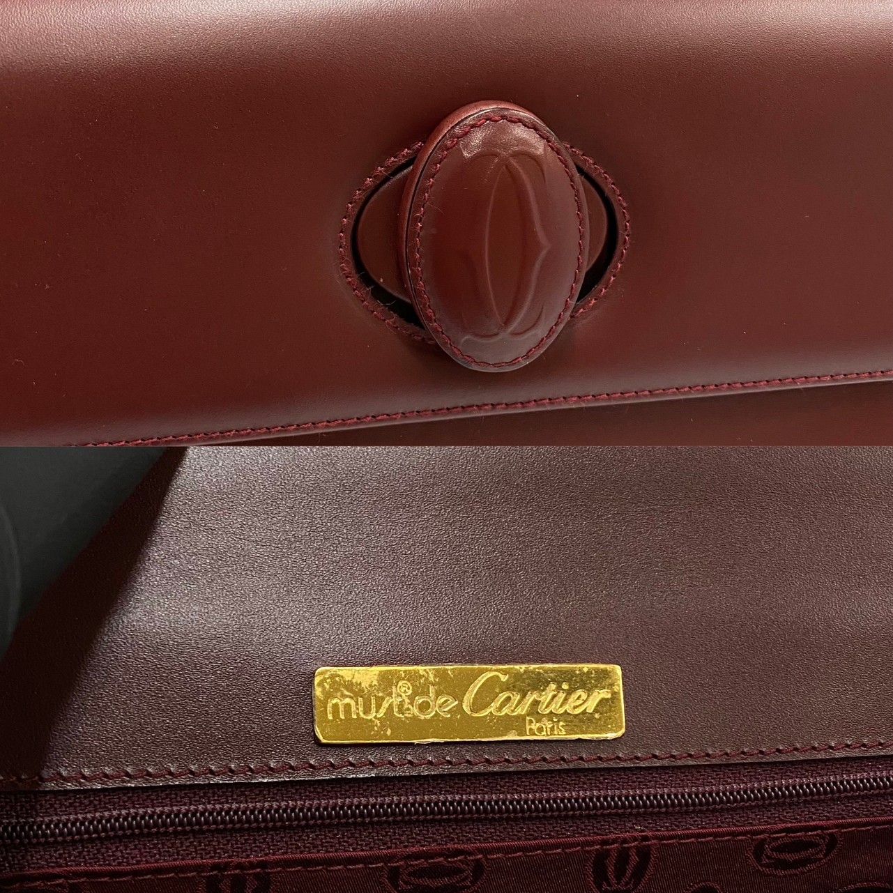 新品同様 未使用保管品 袋 カード付 CARTIER カルティエ マストライン ロゴ レザー 本革 ハンドバッグ ミニ トートバッグ ボルドー  30064