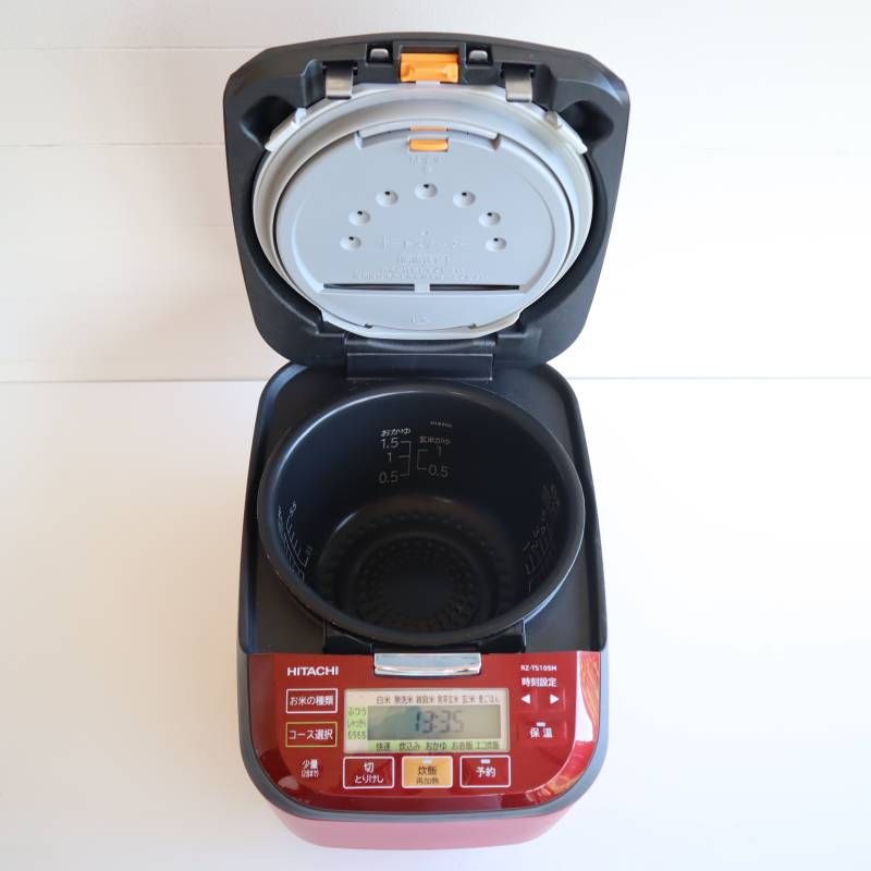 日立 炊飯器 ふっくら御膳 RZ-TS105M 製 5.5合 圧力スチームIH 大火力 沸騰鉄釜 ルビーレッド 目立った傷や汚れなし 動作 済み HITACHI 家電 モデル