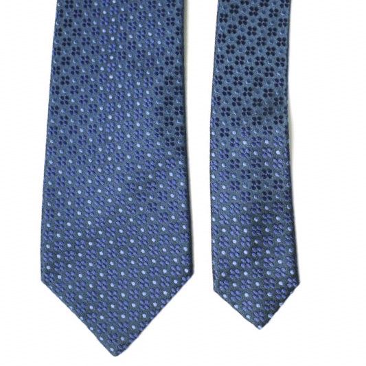 CHARVET シャルベ フランス製 ポルカドットシルクネクタイ NAVY g20577