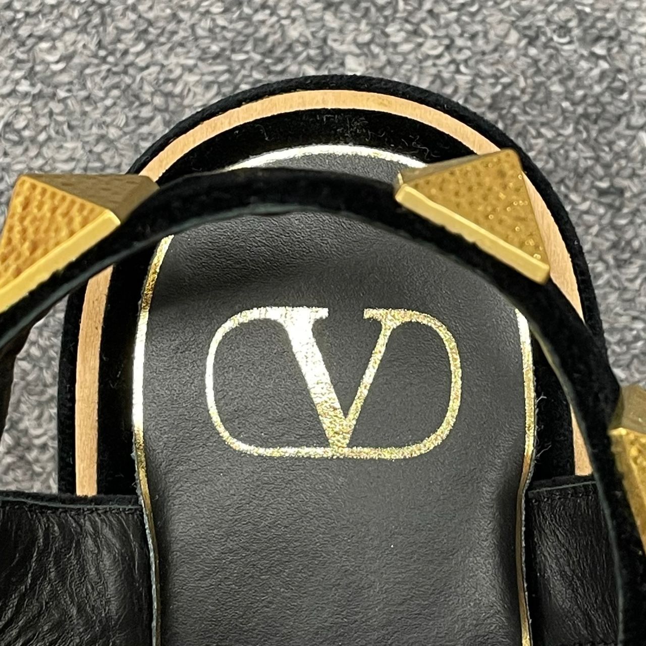 新品 VALENTINO ウッド ウェッジソール ベロア サンダル ローマン