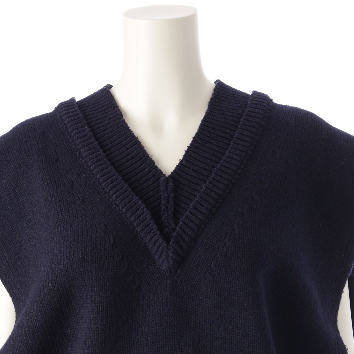 メゾンマルジェラ 22AW 4 14 ウール コットン Vネック ニット ベスト  