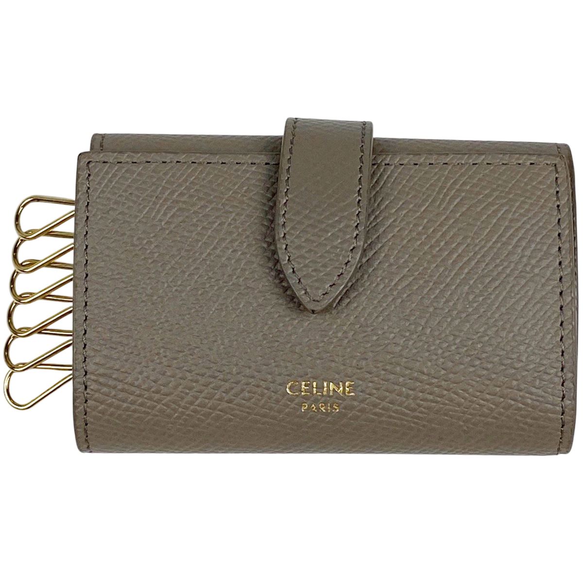 セリーヌ CELINE ロゴ 6連 キーケース キーリング 鍵入れ キーケース レザー グレージュ レディース