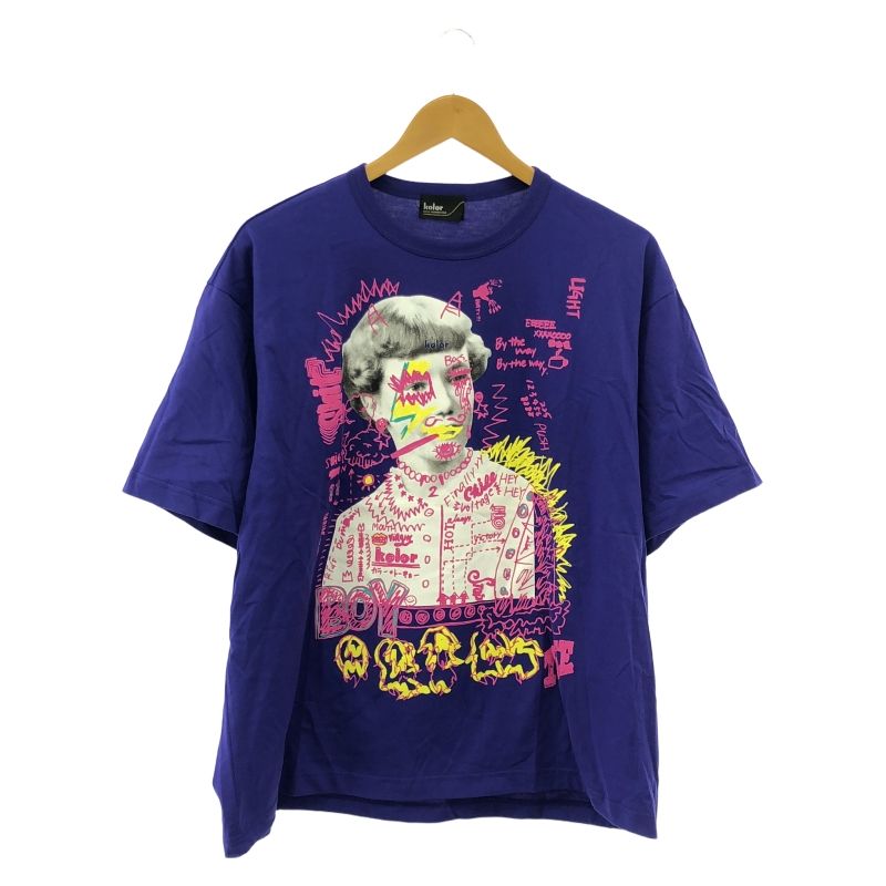 豊富な，品質保証 【中古】kolor 22AW PRINT T-SHIRT サイズ2 22WCM-T11209 紫 カラー[91] 半袖シャツ