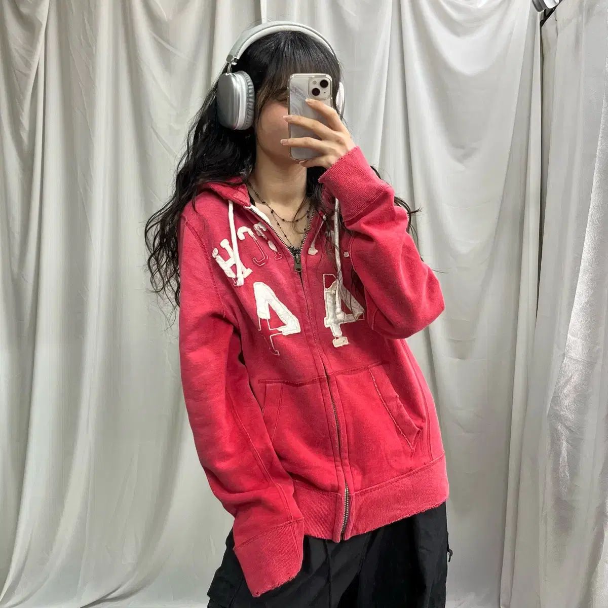 Abercrombie アバクロンビー ピンク ジップアップパーカー フード付き