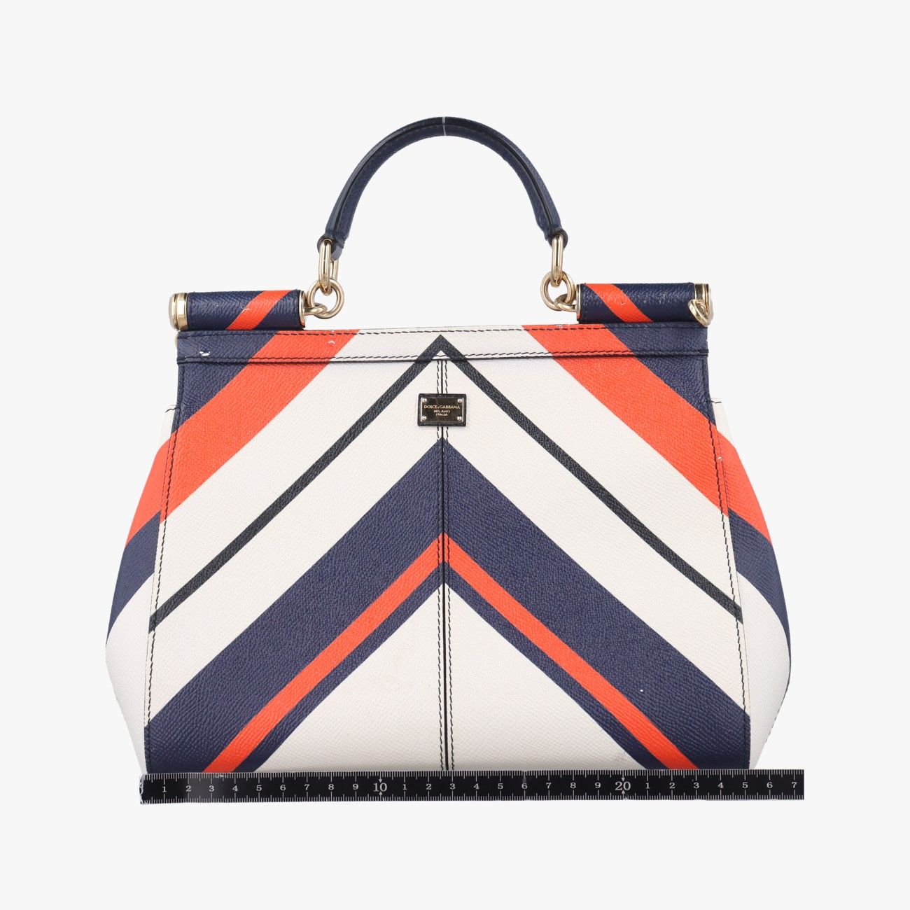 ドルチェ＆ガッバーナDolce - Gabbanaシシリーレッド×ネイビー×アイボリーレザー40