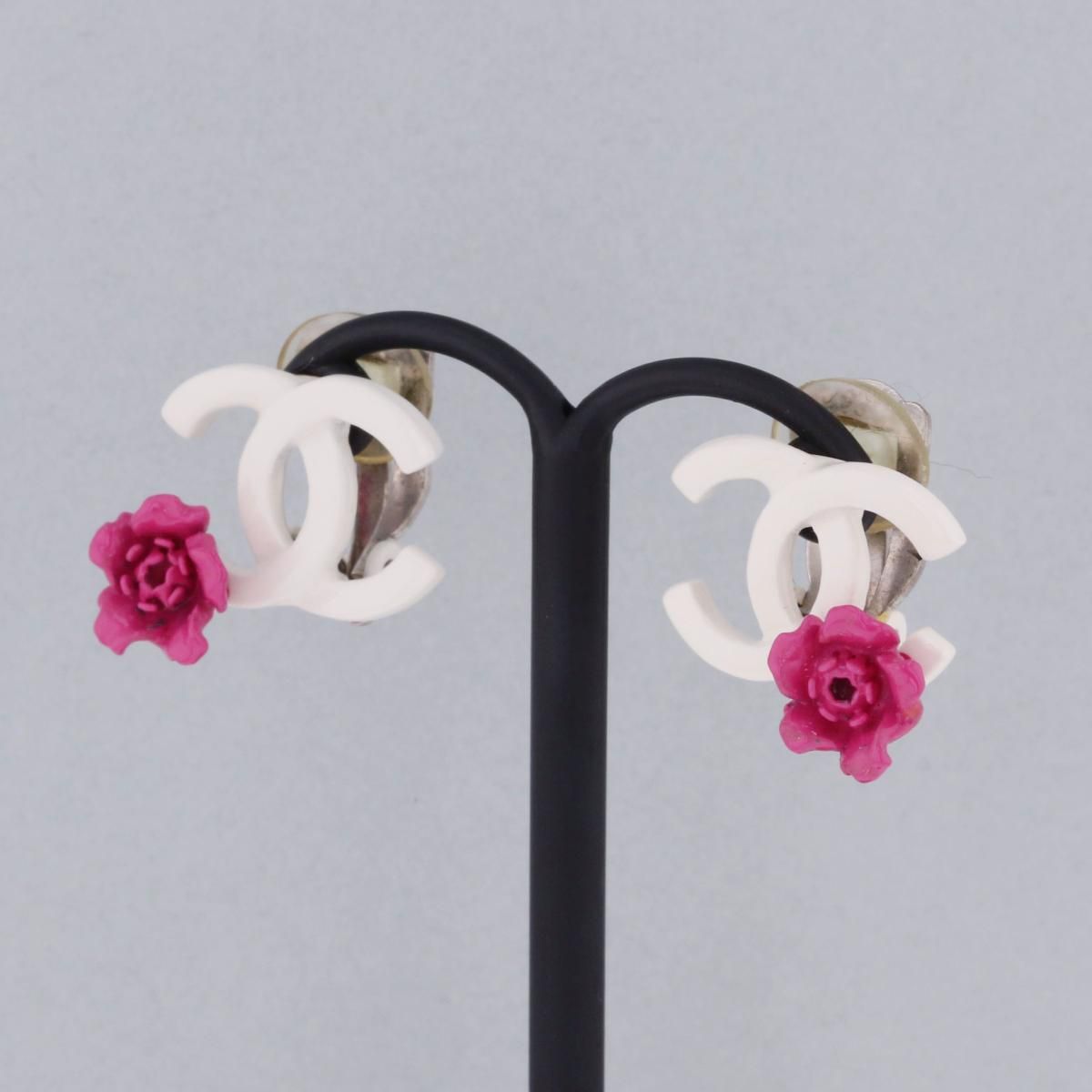 CHANEL シャネル ココマーク ピアス 04P ホワイト ピンク カメリア