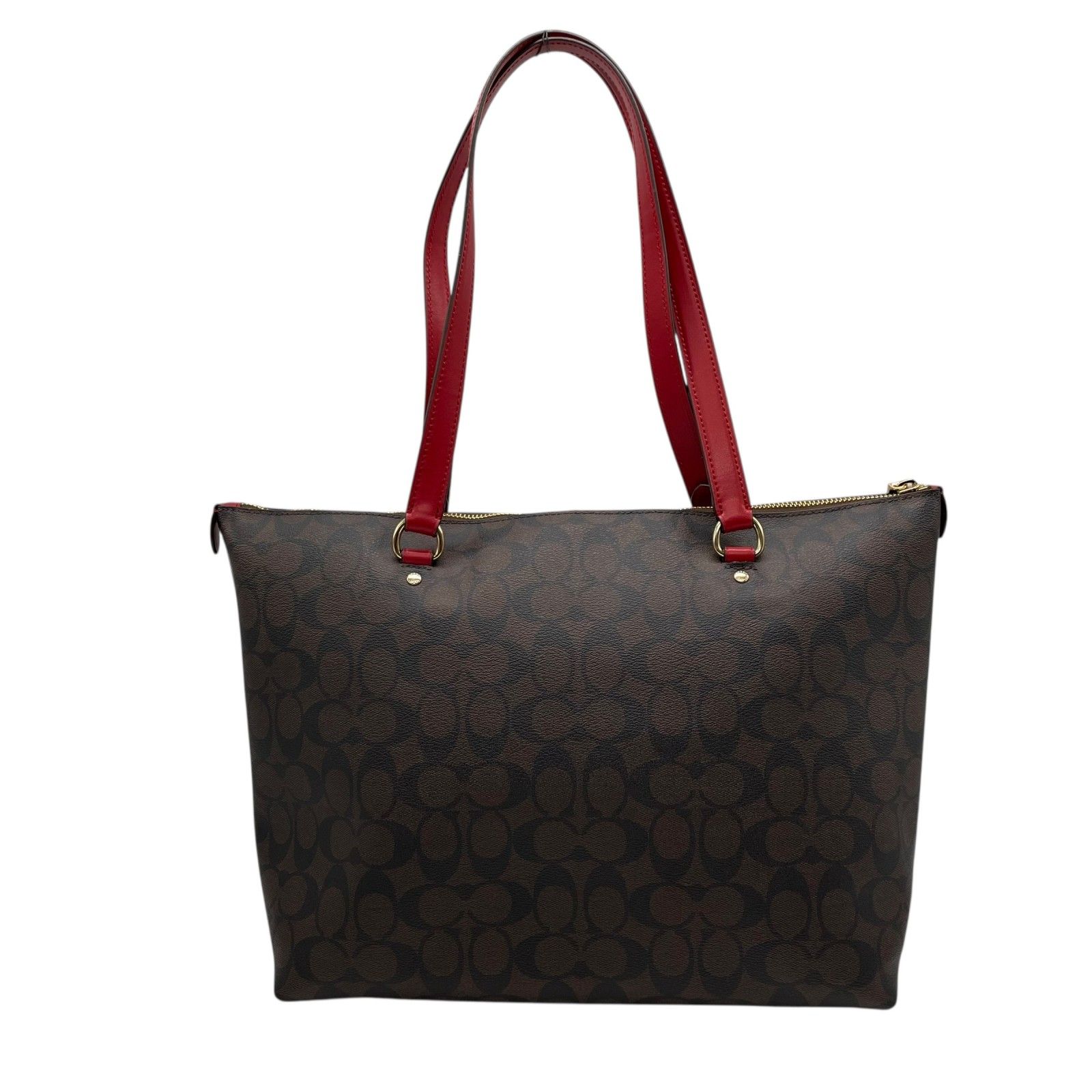 【美品】COACH PVCレザー シグネチャー ブラウン トートバッグ