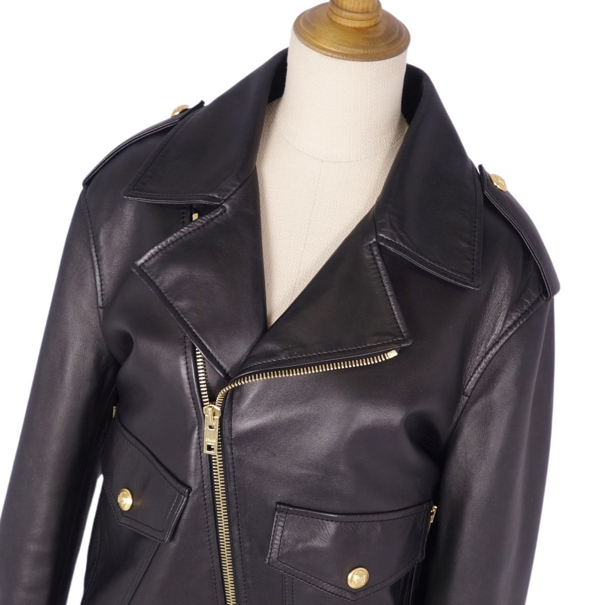 極美品 セリーヌ CELINE ジャケット 22AW レザージャケット バイカー 