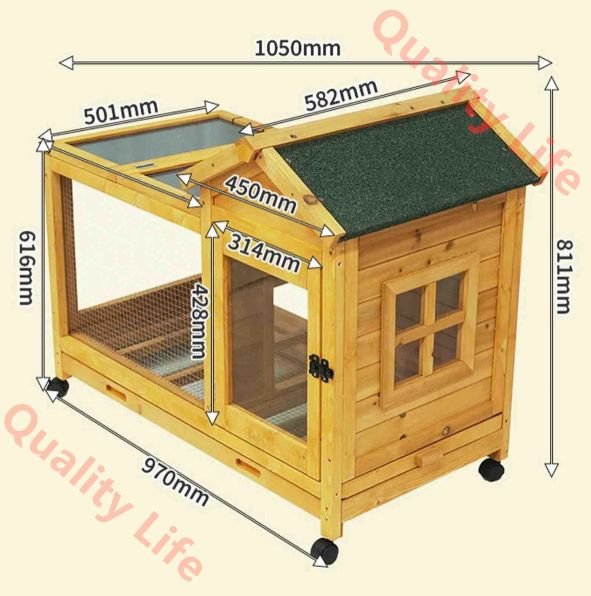 最大85%オフ! ウサギ ケージ 鶏小屋 屋外 屋外用ウサギ小屋防水屋根 キャスターと引き出しトレイ付き木製ウサギハウス 小型から中型動物用