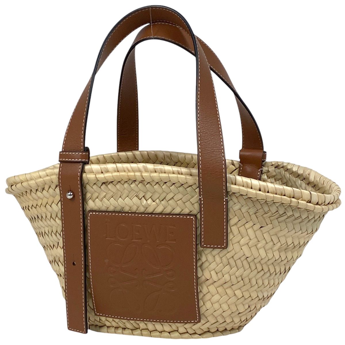 ロエベ LOEWE バスケットバッグ かごバッグ アナグラム ヤシの葉 ハンドバッグ ラフィア ナチュラル タン レディース