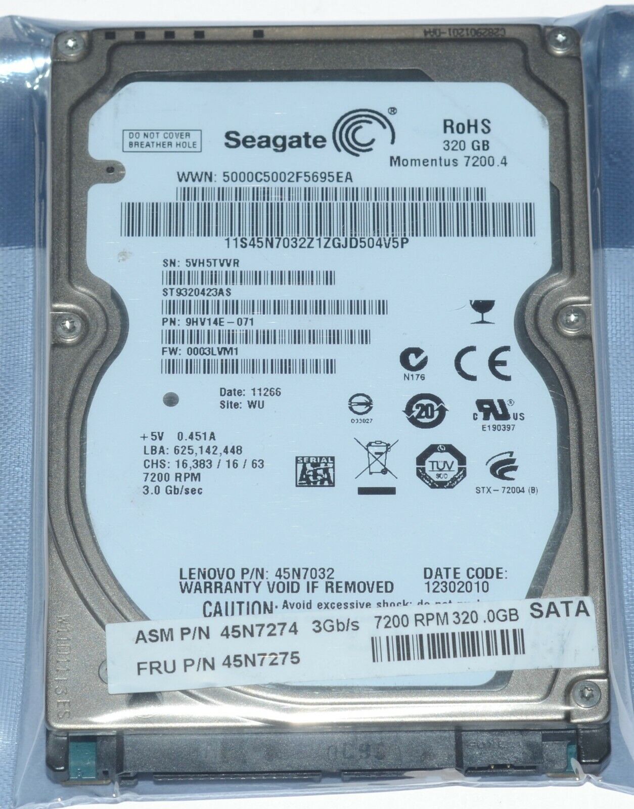 Seagate Moment Thin ST320LT000 320GB 7200 2.5in SATA II Hard