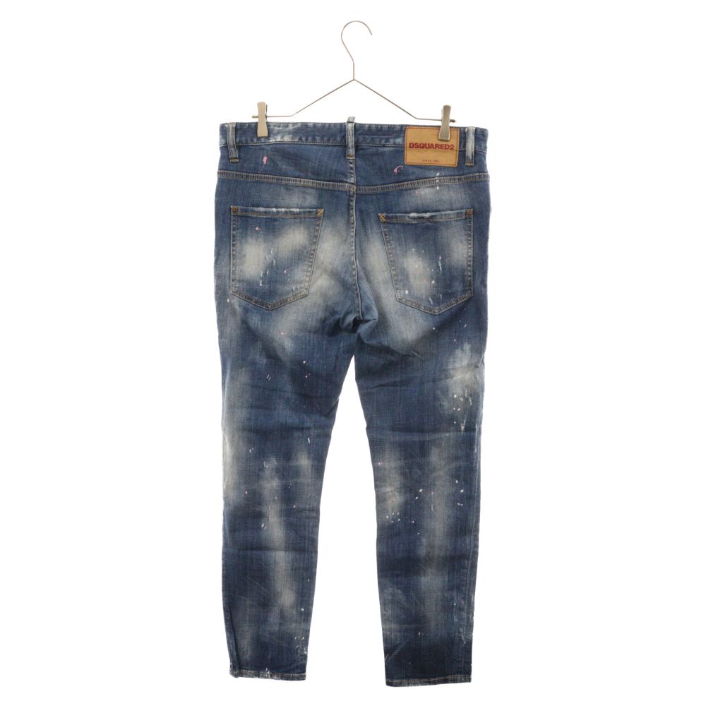 DSQUARED2 (ディースクエアード) 18SS SKATER JEAN ダメージ ペイント ストレッチ スリム テーパード デニム パンツ  インディゴ S71LB0452 S30342 - メルカリ