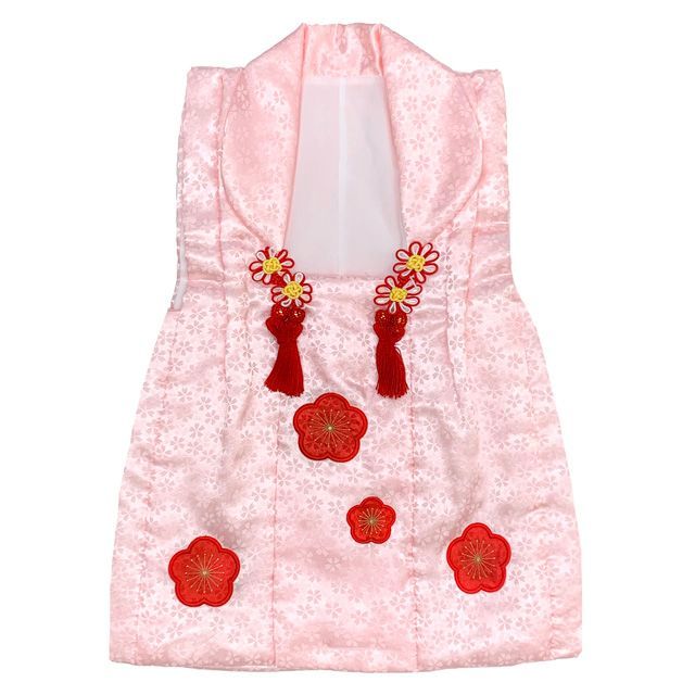 七五三 三歳 女の子 被布セット 被布コート 草履 巾着 足袋 4点コーデセット ピンク 梅 HHFc-02-set01