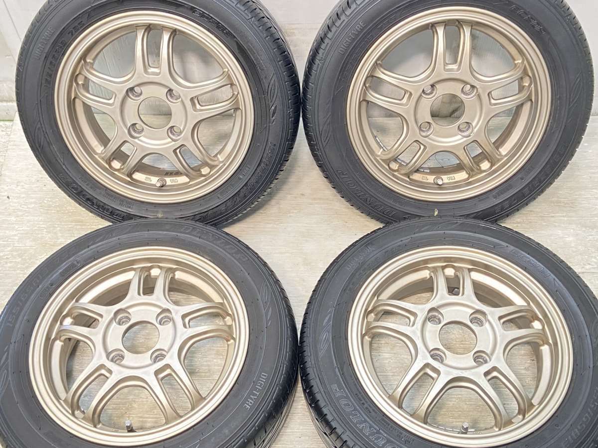 155/65R13  nダンロップ EC202 n　  n13x4.5 42 100-4穴 n中古タイヤ サマータイヤ ホイールセット 4本セットn s13241005007