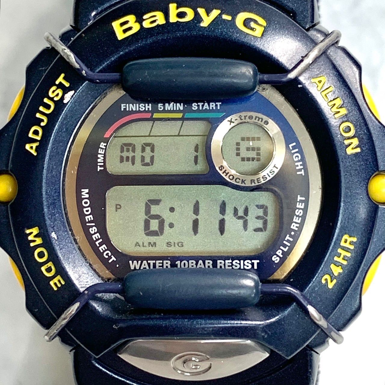 Baby-G⭐️CASIO カシオ】 X-treme BGX-100 ベビージー エクストリーム デジタル 腕時計 ネイビー×イエロー 布製ベルト  ステンレス 動作確認済み （AYA） - メルカリ