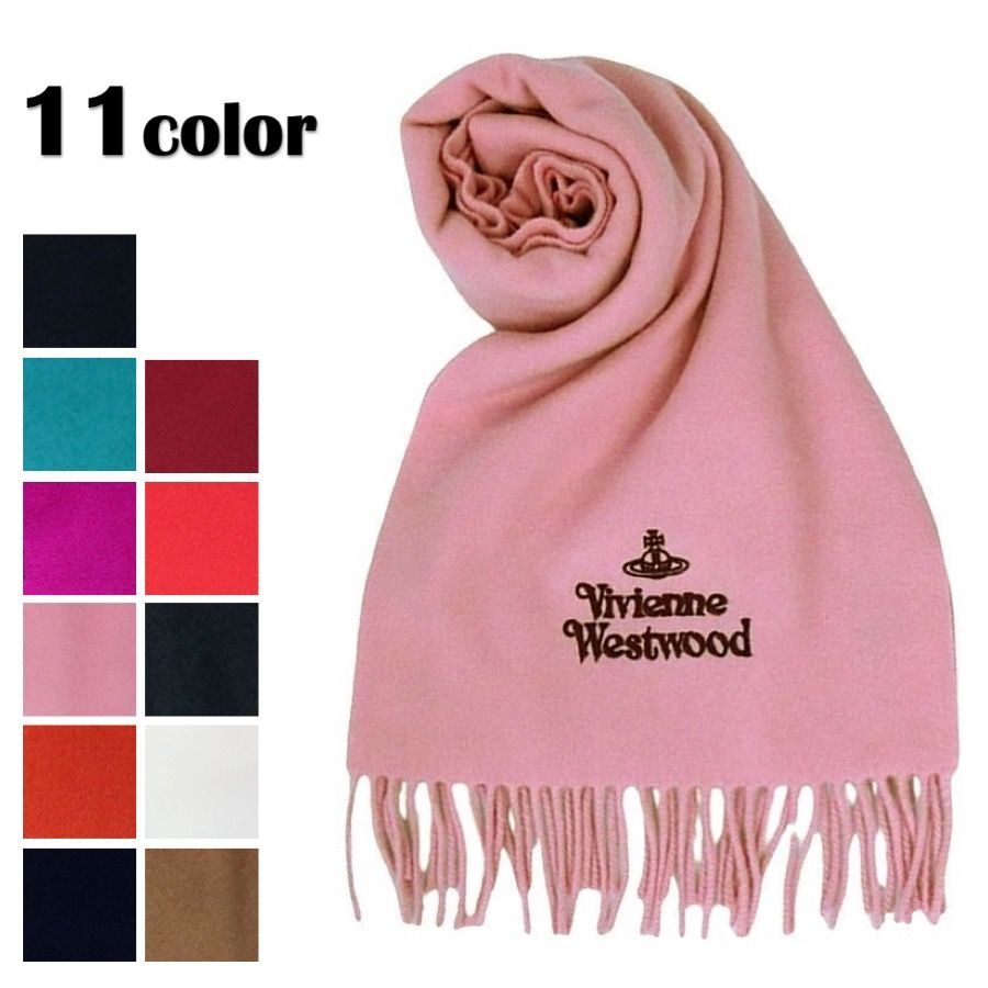 ヴィヴィアン ヴィヴィアンウエストウッド ロゴマフラー 青みピンク