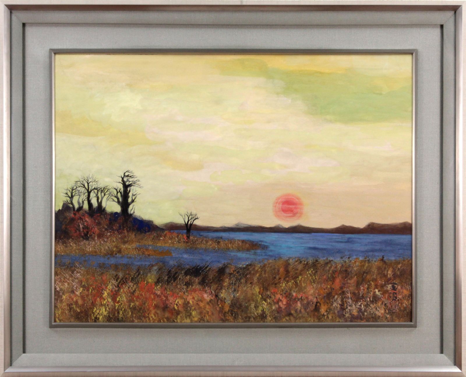 信太金昌『湖晨』日本画【真作保証】 絵画 信太金昌『湖晨』日本画【真作保証】 絵画 - メルカリ