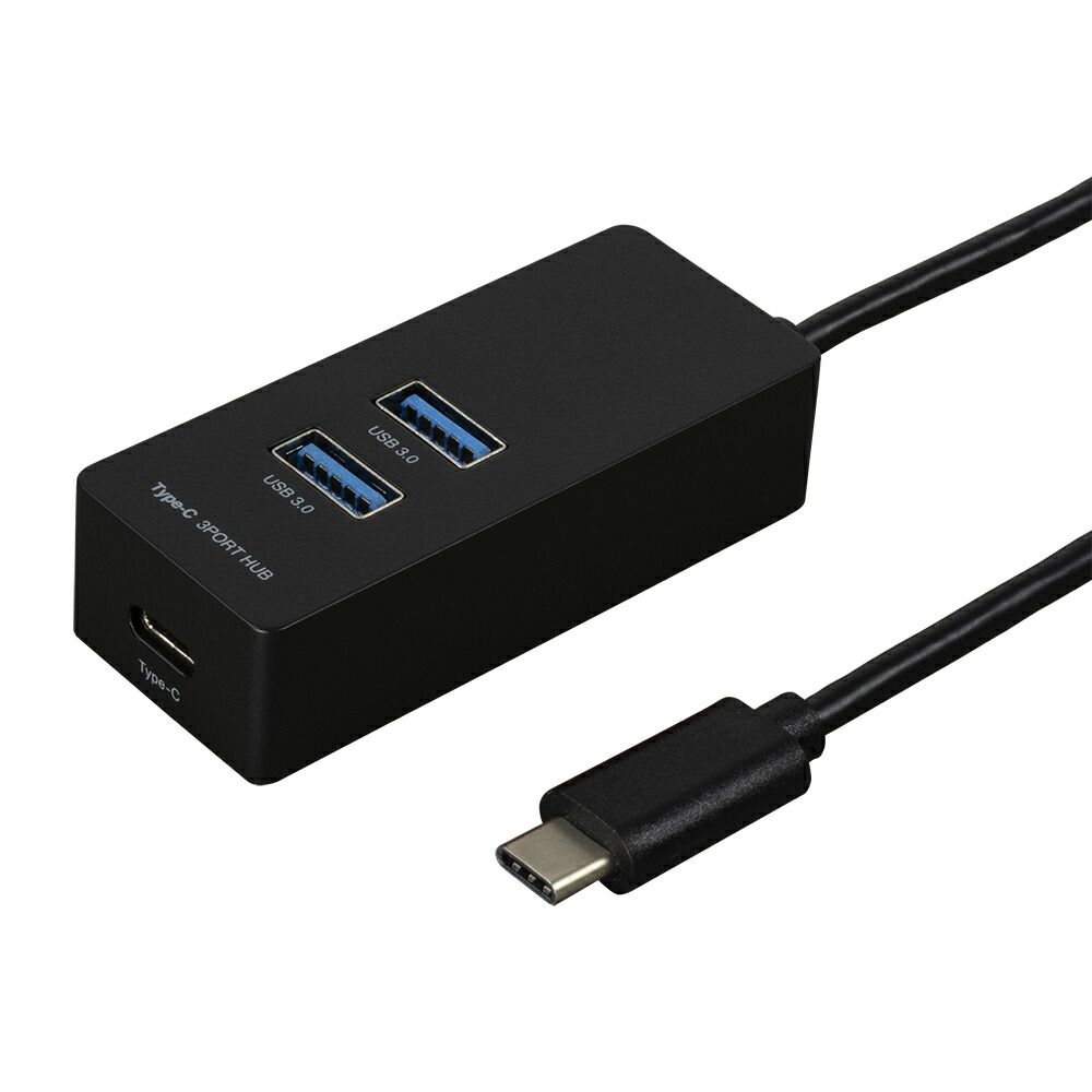 （まとめ買い）ナカバヤシ コンパクトな縦挿し Type-C USB3.1Gen1 3ポートハブ ブラック UH-C3133BK 【3個セット】