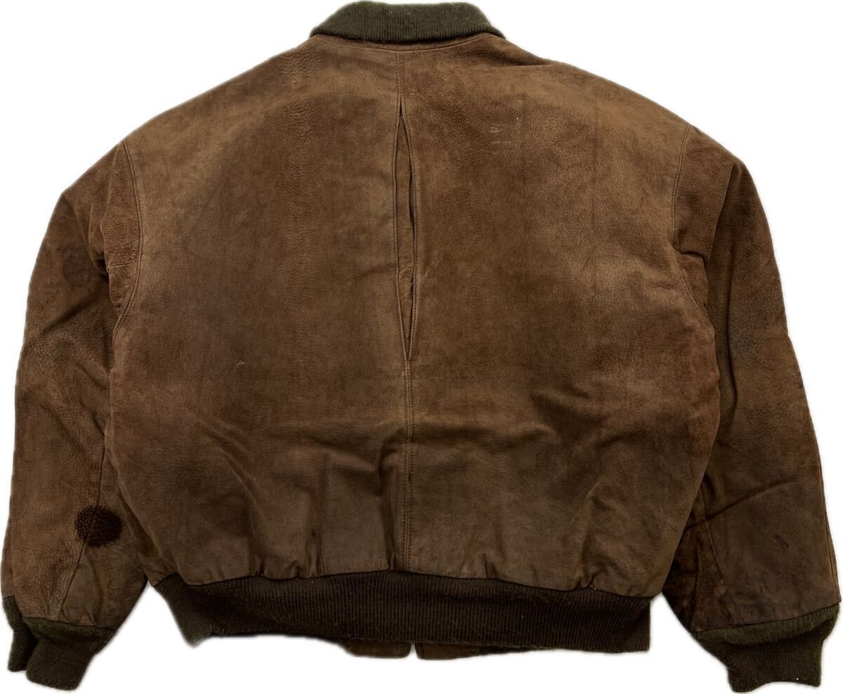 70s 80s L.L.Bean エルエルビーン ビンテージ ロケットタロン 中綿 スウェード ブラウン レザージャケット ブルゾン 42 古着 S3843