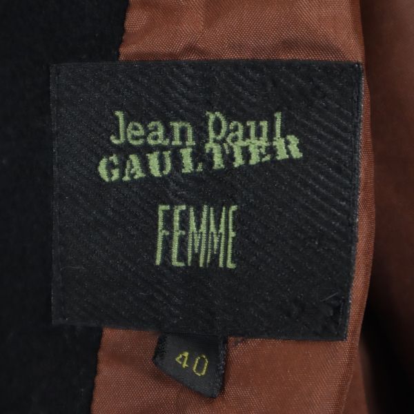 美品 ジャンポールゴルチエ Jean-Paul GAULTIER FEMME ジャケット ダブルブレスト ウール アウター レディース 40(M相当) ブラック