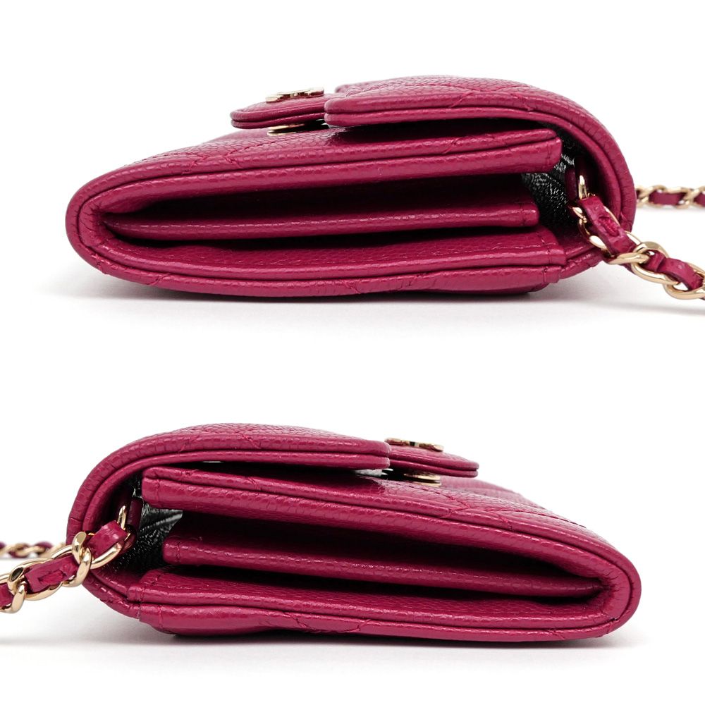 名東】シャネル チェーンウォレット コンパクト ワインレッド系